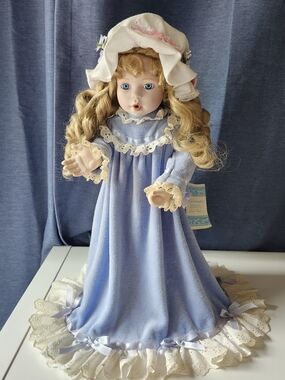 Vintage 1993 Hamilton Collection Porcelain Doll Sandra Kuck "A Kiss Goodnight"